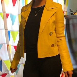 Rachel zoe leather jacket coat yellow